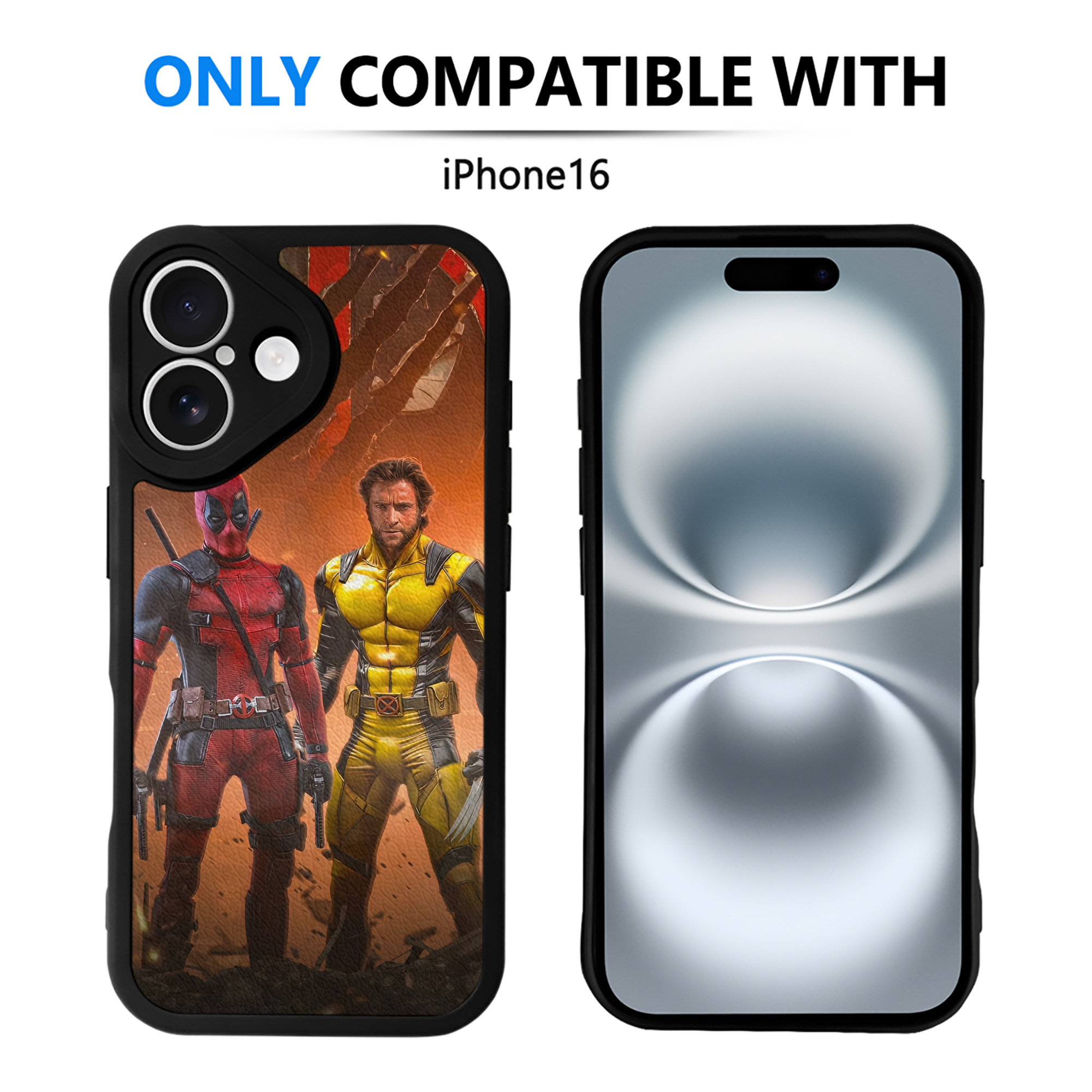 （画像用） Deadpool デッドプール 【iPhone 16シリーズ対応】シリコンスマホケース（レザー調） 材質：シリコン